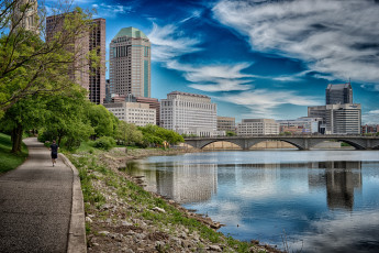 Картинка columbus +ohio города -+мосты мост высотки река