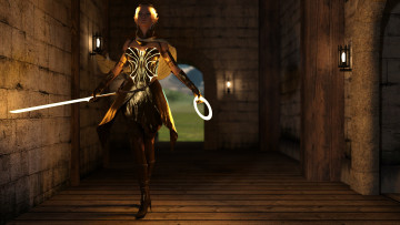 Картинка 3д+графика эльфы+ elves эльфийка взгляд фон оружие