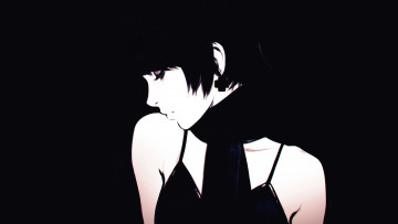 Картинка рисованное люди профиль черный фон девушка арт