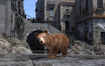 Картинка 3д+графика животные+ animals медвежонок