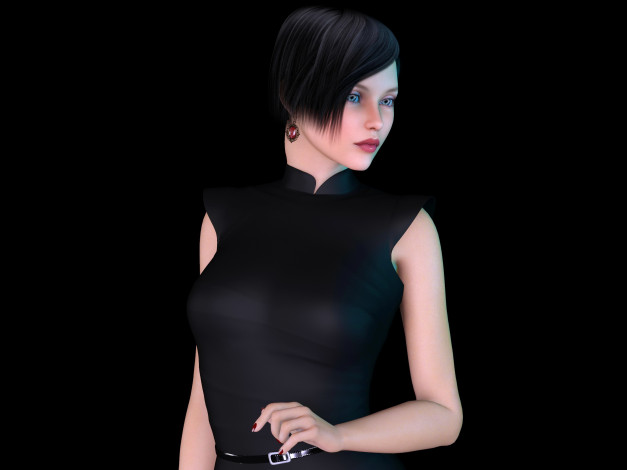 Обои картинки фото 3д графика, люди , people, фон, взгляд, девушка