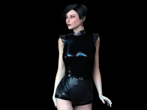 Обои картинки фото 3д графика, люди , people, взгляд, девушка, фон