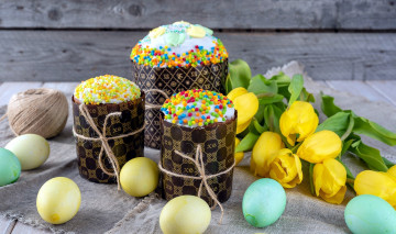 Картинка праздничные пасха куличи тюльпаны