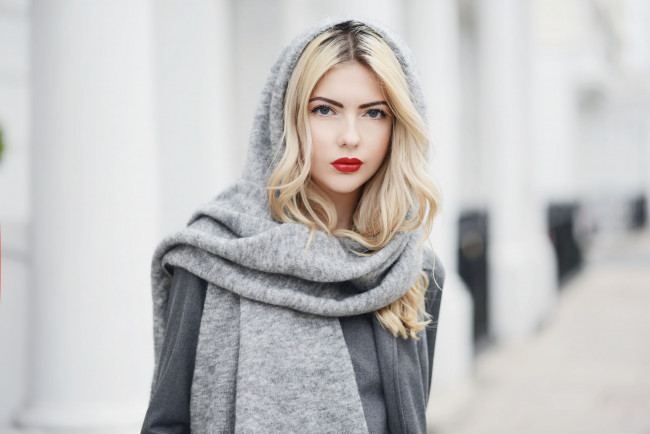 Обои картинки фото девушки, ebba zingmark, блондинка, шарф