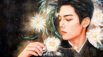 Картинка рисованное люди сяо чжань лицо цветы