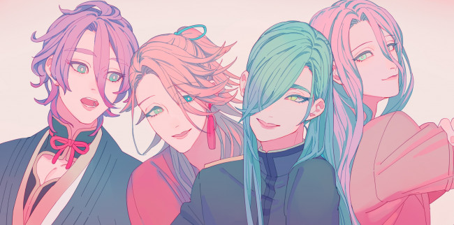 Обои картинки фото аниме, touken ranbu, танец, мечей