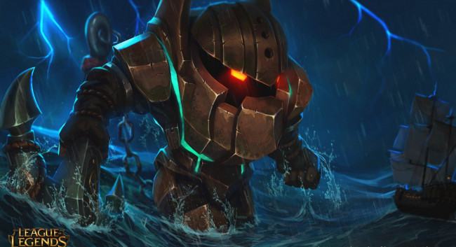 Обои картинки фото видео игры, league of legends, nautilus, море, корабль