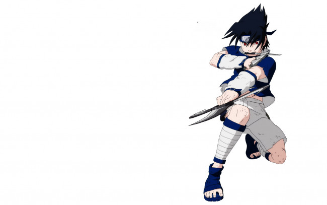 Обои картинки фото аниме, naruto, учиха, саске, оружие