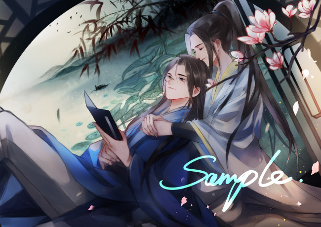 Обои картинки фото аниме, unknown,  другое , парни, книга, природа