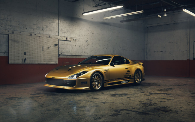 Обои картинки фото автомобили, toyota, supra, gold, daytime, running, lights