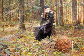 Картинка рисованное павел+рыженко монах лес пень муравейник