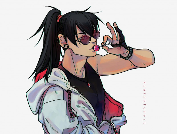 Обои картинки фото аниме, mo dao zu shi, сюэ, ян, леденец, куртка, перчатка, очки