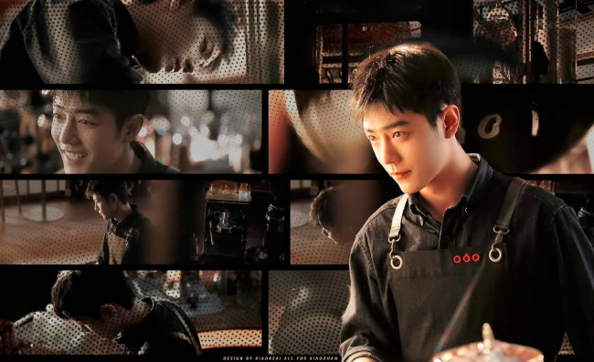 Обои картинки фото мужчины, xiao zhan, актер, кафе, фартук