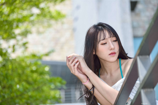 Обои картинки фото девушки, zhengmei bibi, шатенка, топ, сетка