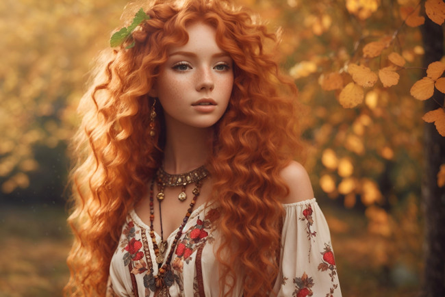 Обои картинки фото 3д графика, портрет , portraits, рыжие, волосы, локоны