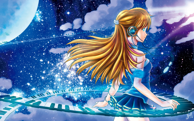 Обои картинки фото аниме, headphones, instrumental