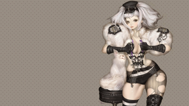 Обои картинки фото аниме, *unknown, другое, кошка