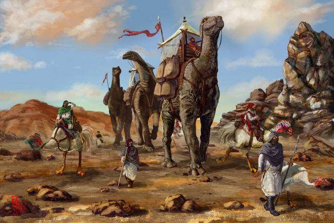 Обои картинки фото фэнтези, люди, караван