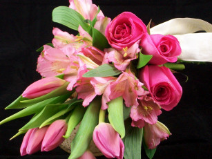 Картинка цветы букеты композиции букет розы тюльпаны