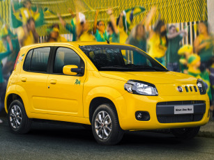 обоя автомобили, fiat, uno, rua, 2014г, желтый