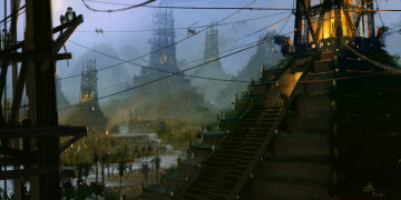 Картинка фэнтези иные+миры +иные+времена пирамиды строительство мексика обезьяны