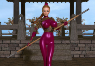 Картинка 3д+графика люди+ people фон шест взгляд девушка