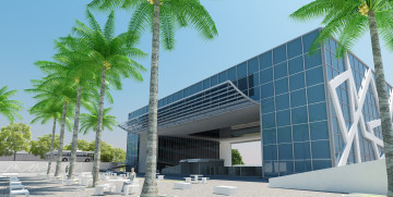 Картинка 3д+графика архитектура+ architecture небо пальмы дом