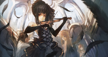 Картинка аниме музыка qghy платье скрипка девушка арт