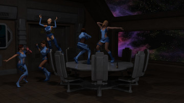 Картинка 3д+графика фантазия+ fantasy девушки взгляд фон танцы