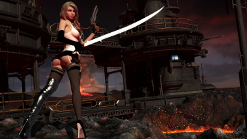 Картинка 3д+графика фантазия+ fantasy оружие фон взгляд девушка