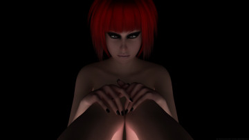 Картинка 3д+графика люди+ people рыжая фон взгляд девушка