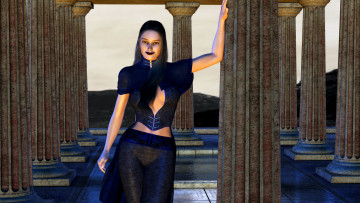 Картинка 3д+графика люди+ people улыбка фон взгляд девушка