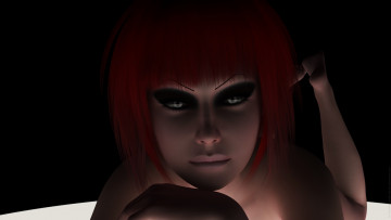 Картинка 3д+графика портрет+ portraits фон рыжая взгляд девушка