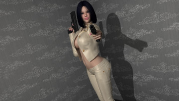 Картинка 3д+графика фантазия+ fantasy девушка взгляд фон оружие