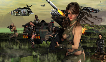 Картинка 3д+графика фантазия+ fantasy фон оружие девушки взгляд