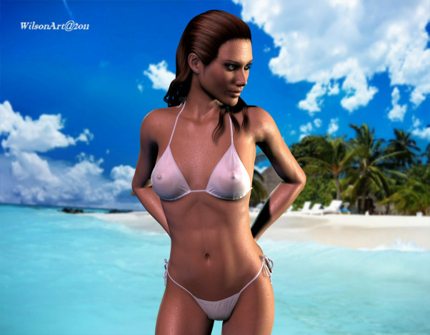 Обои картинки фото 3д графика, люди , people, фон, взгляд, девушка