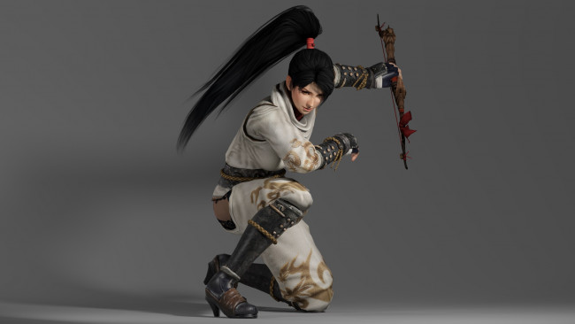 Обои картинки фото 3д графика, аниме , anime, девушка, взгляд, фон, волосы, лук