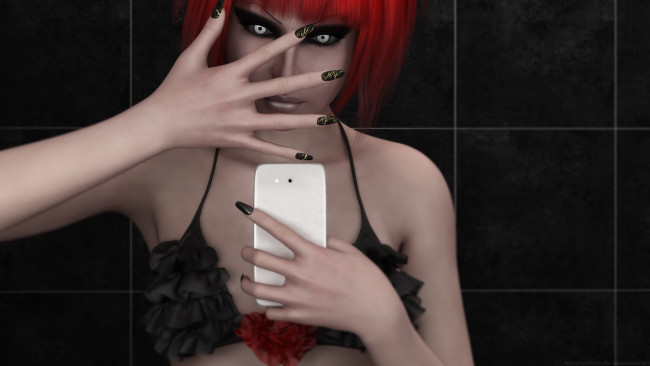 Обои картинки фото 3д графика, люди , people, фон, взгляд, рука, девушка