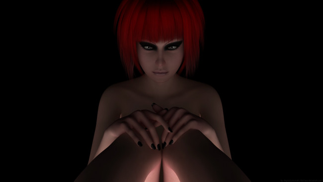 Обои картинки фото 3д графика, люди , people, рыжая, фон, взгляд, девушка