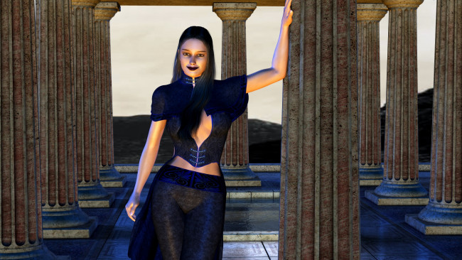 Обои картинки фото 3д графика, люди , people, улыбка, фон, взгляд, девушка