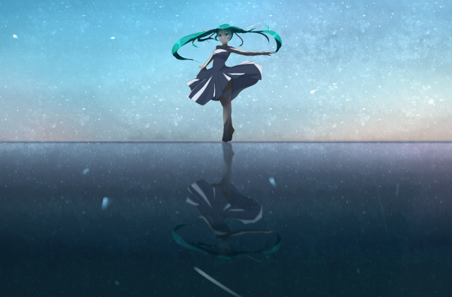 Обои картинки фото аниме, vocaloid, hatsune, miku, девочка