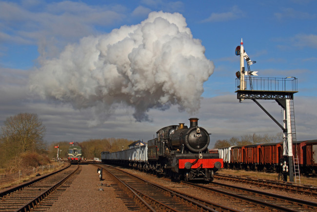 Обои картинки фото техника, паровозы, железная, паровоз, рельсы, дорога