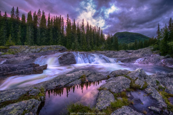 Картинка природа реки озера облака небо норвегия потоки вода река вечер лес