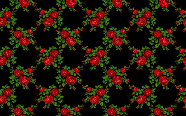 Обои картинки фото рисованное, цветы, розы, узор