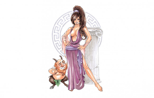 Обои картинки фото рисованное, люди, улыбка, взгляд, фон, девушка, чёртик