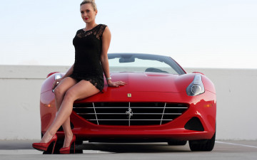 обоя ferrari girl 12, автомобили, -авто с девушками, красный, girl, ferrari