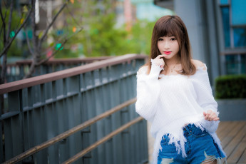 Картинка девушки -unsort+ азиатки брюнетка азиатка красотка поза наряд макияж модель девушка