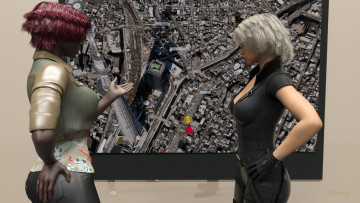 Картинка 3д+графика люди+ people девушка взгляд фон грудь