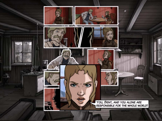 Обои картинки фото видео игры, a new beginning, дом, комикс, разговор, женщина, комната, мужчина