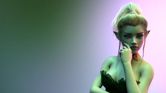 Обои картинки фото 3д графика, эльфы , elves, фон, взгляд, эльфийка